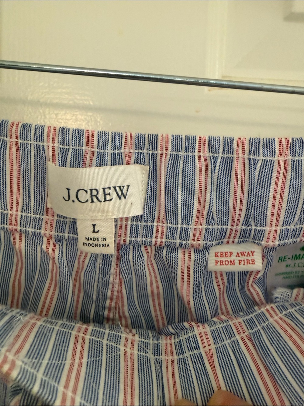 J. Crew 100% cotton striped pockets blue striped Pajama Pants Bottoms Large - Picture 5 of 9